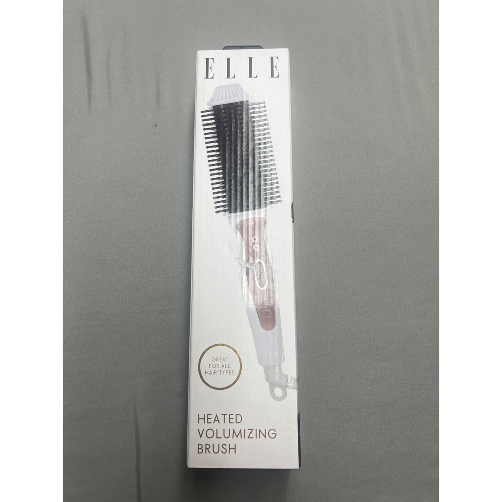 Elle Heated Volumizing Brush White Rose Gold Hair Curler Straightener EL7250-WHT